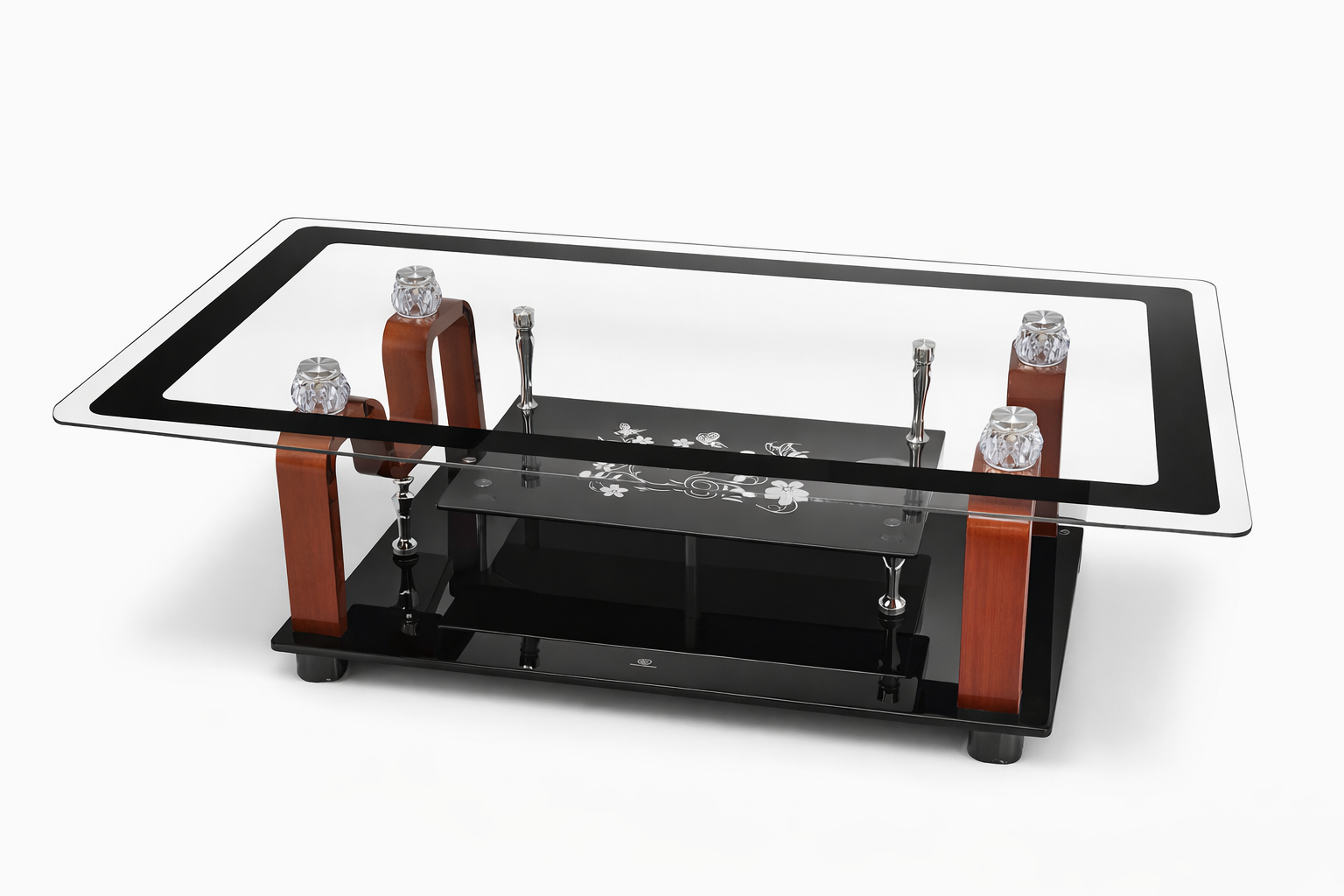 Table basse moderne en verre et bois