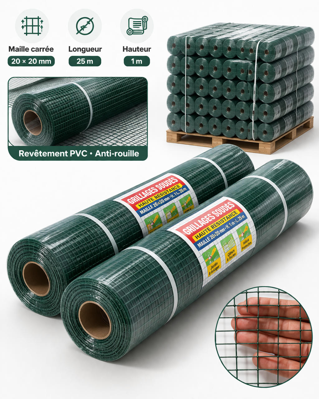 Grillage soudé haute résistance en rouleaux