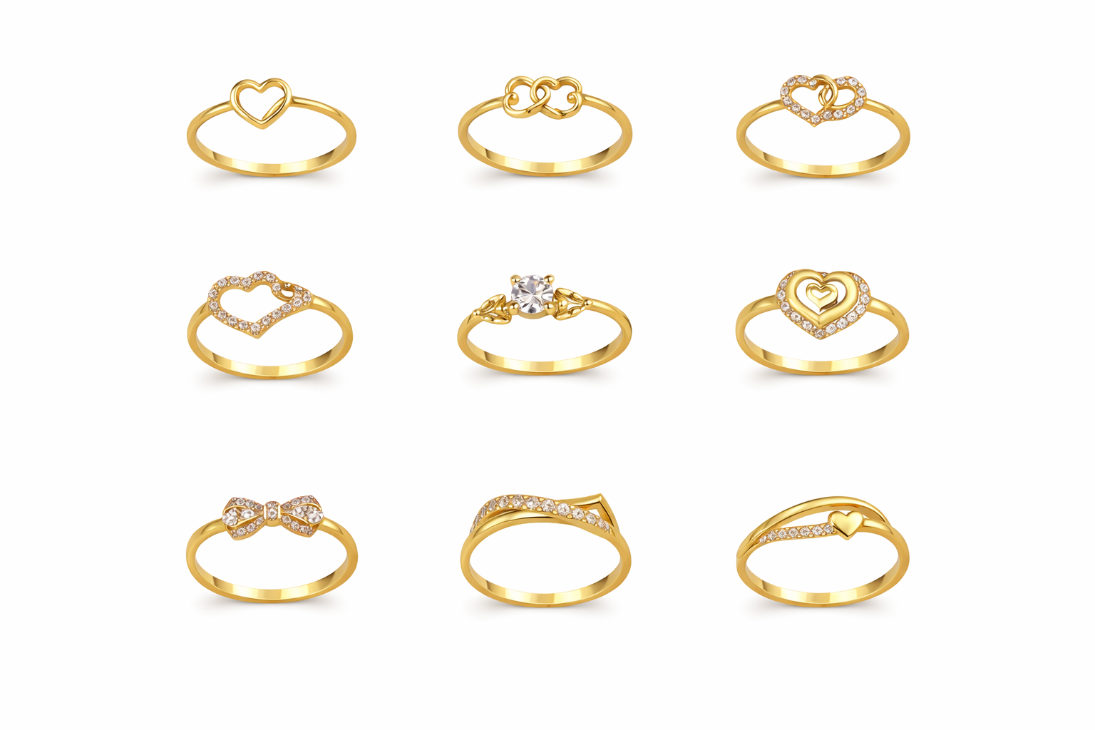 Bague en or Rings d'amour et de brillance