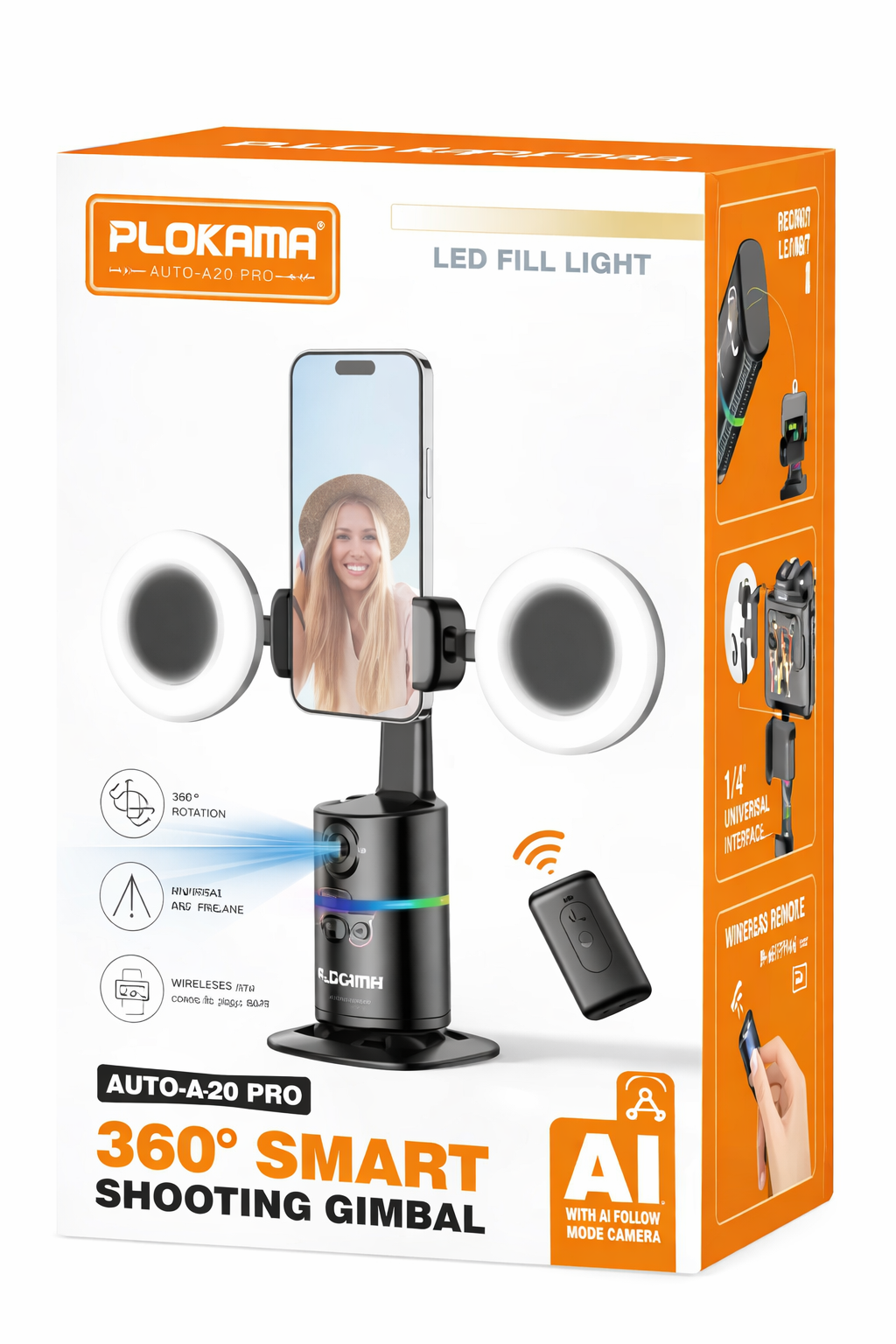 Gimbal intelligent avec éclairage LED
