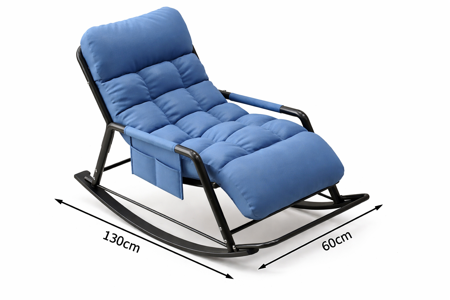 Chaise berçante bleue légère et élégante