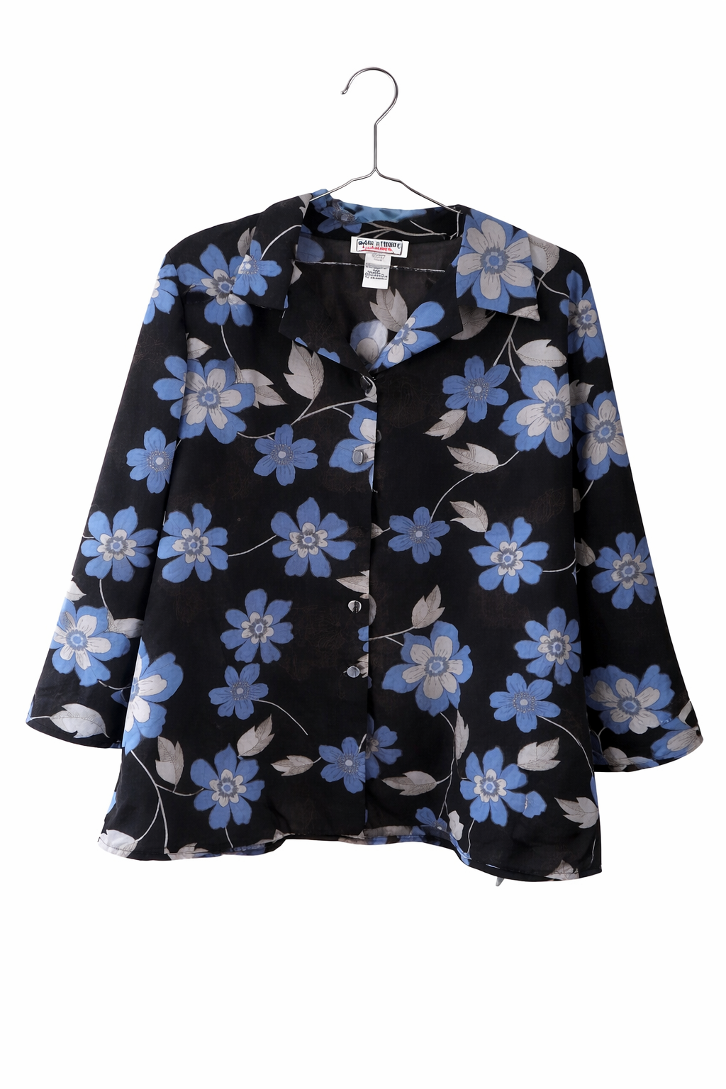 Chemise florale noire et bleue