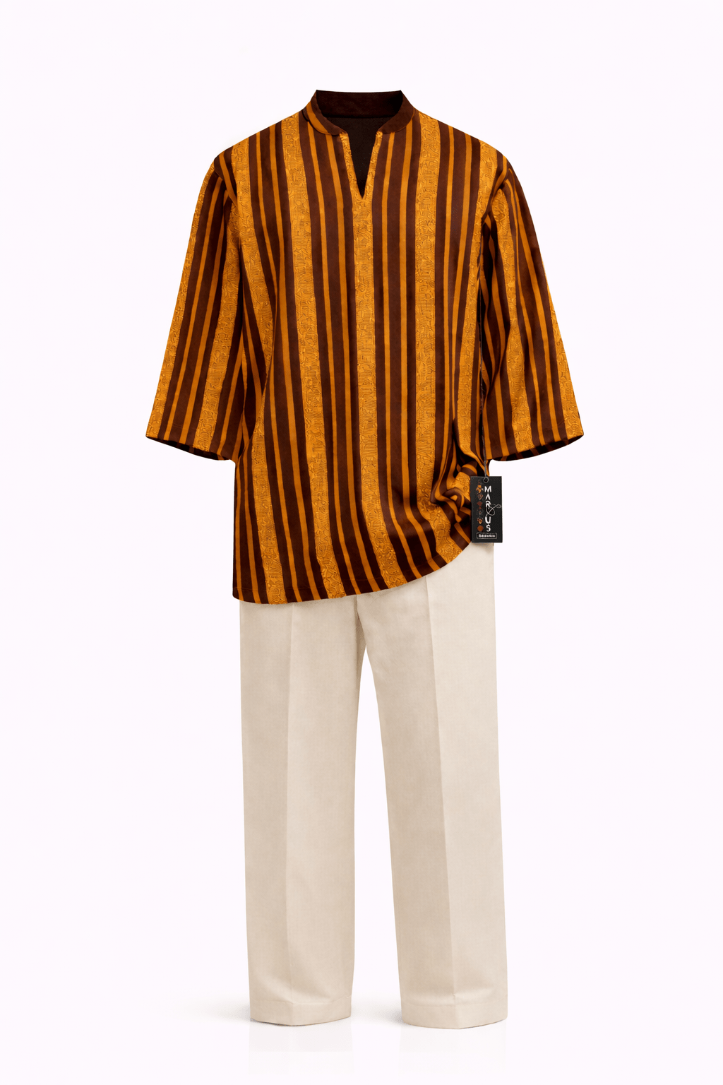 Ensemble tunique rayée en lin MD2K26