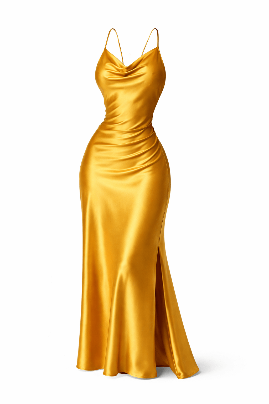 Robe satin dorée élégante