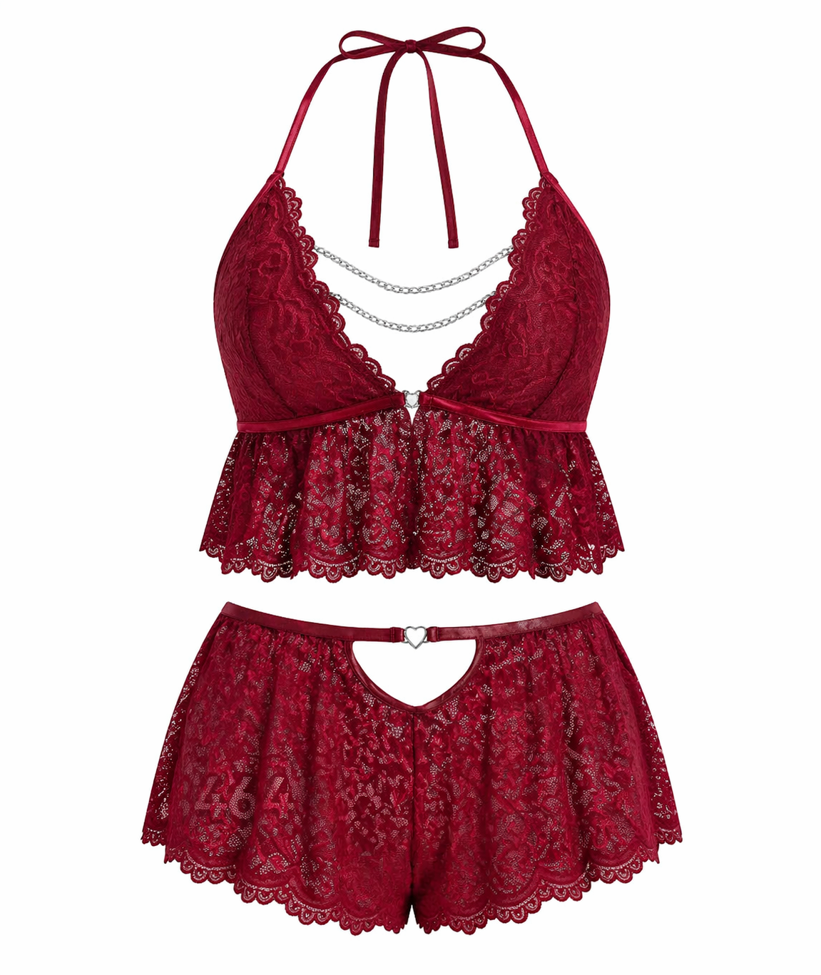 Ensemble de lingerie en dentelle bordeaux