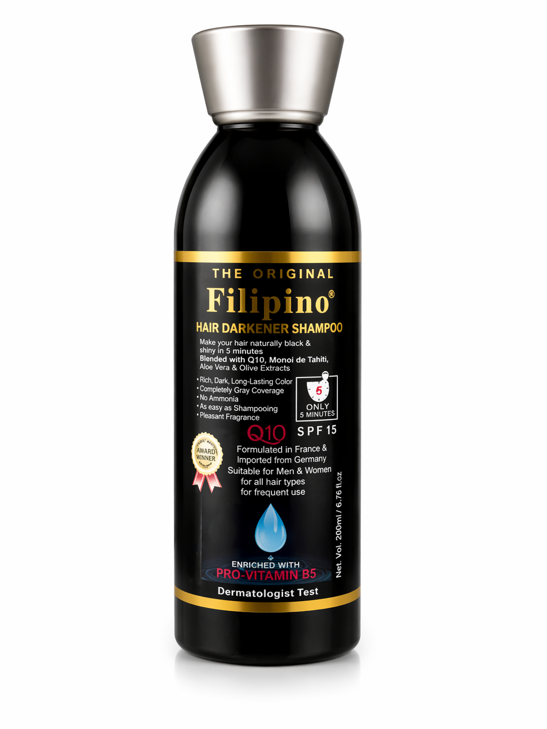 Bouteille de shampooing noir brillant