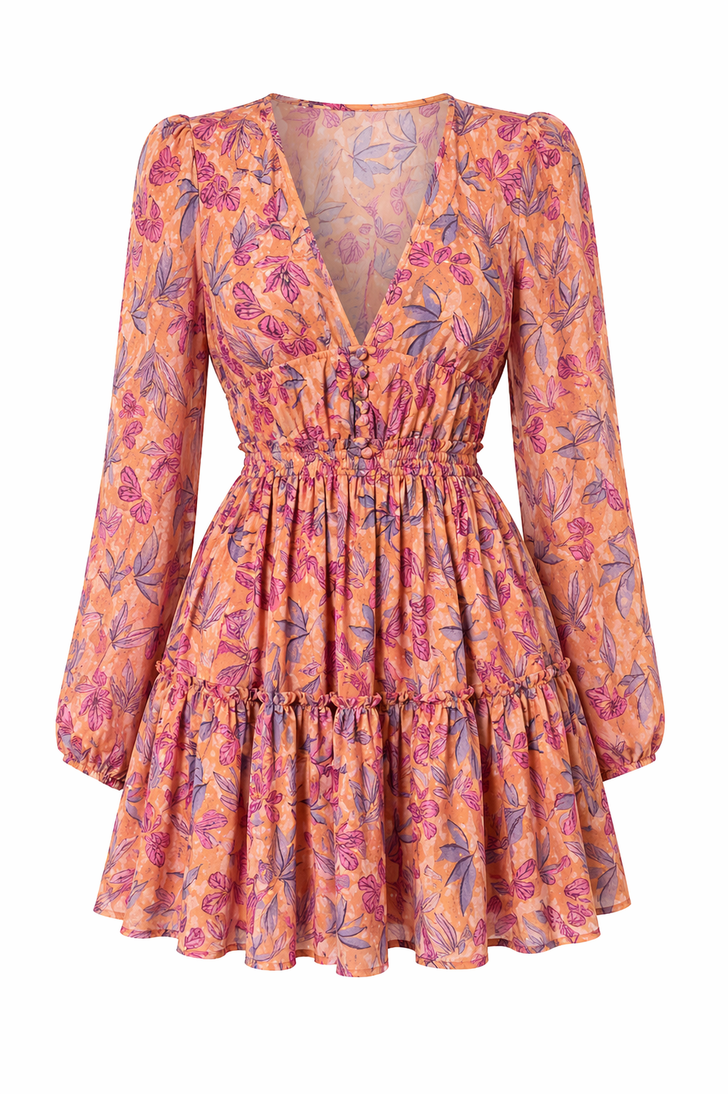 Robe boho florale à manches longues