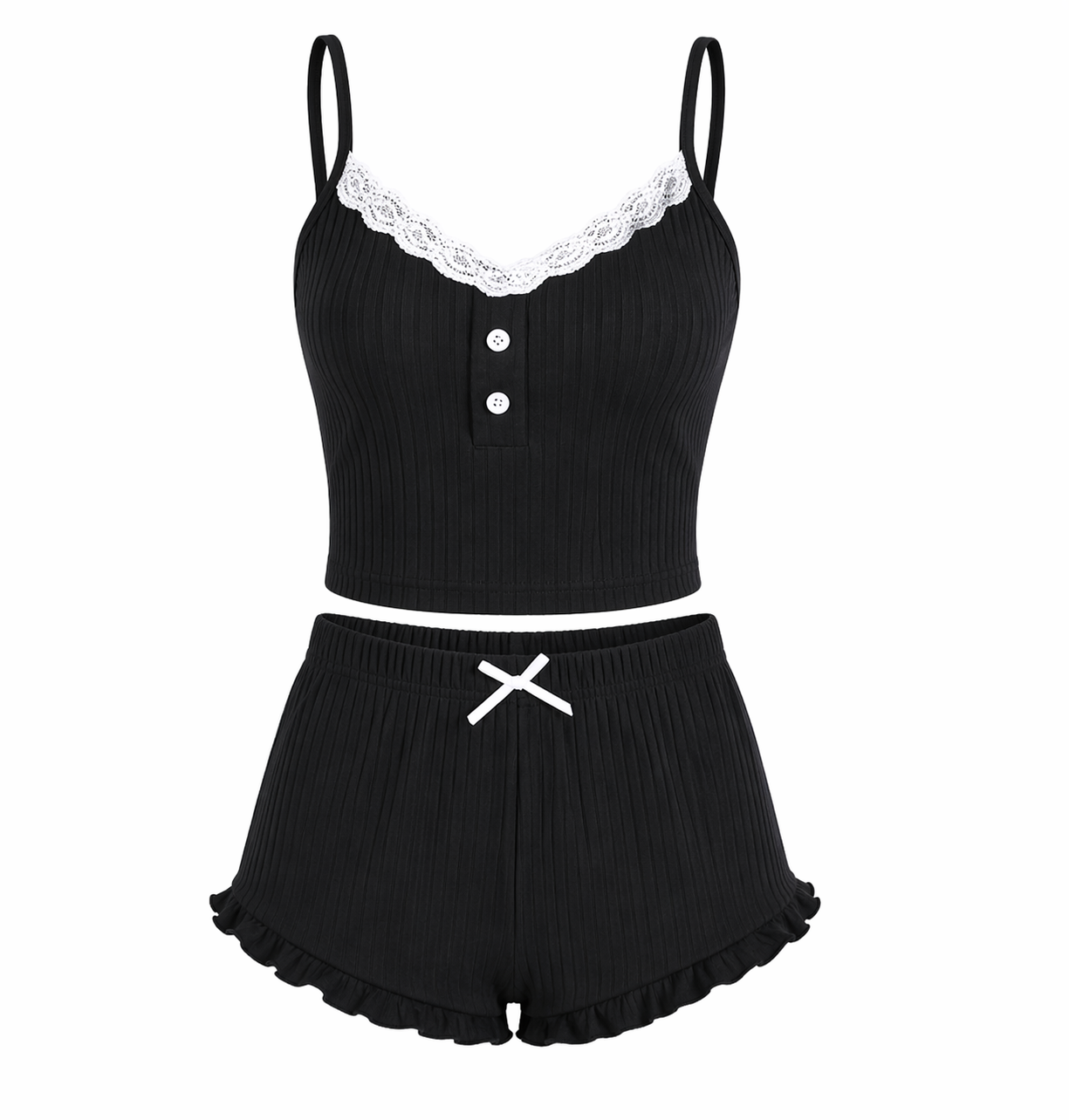 Ensemble pyjama noir avec dentelle