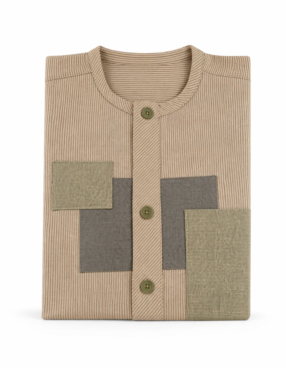 Ensemble tenue traditionnelle à rayures et patchs