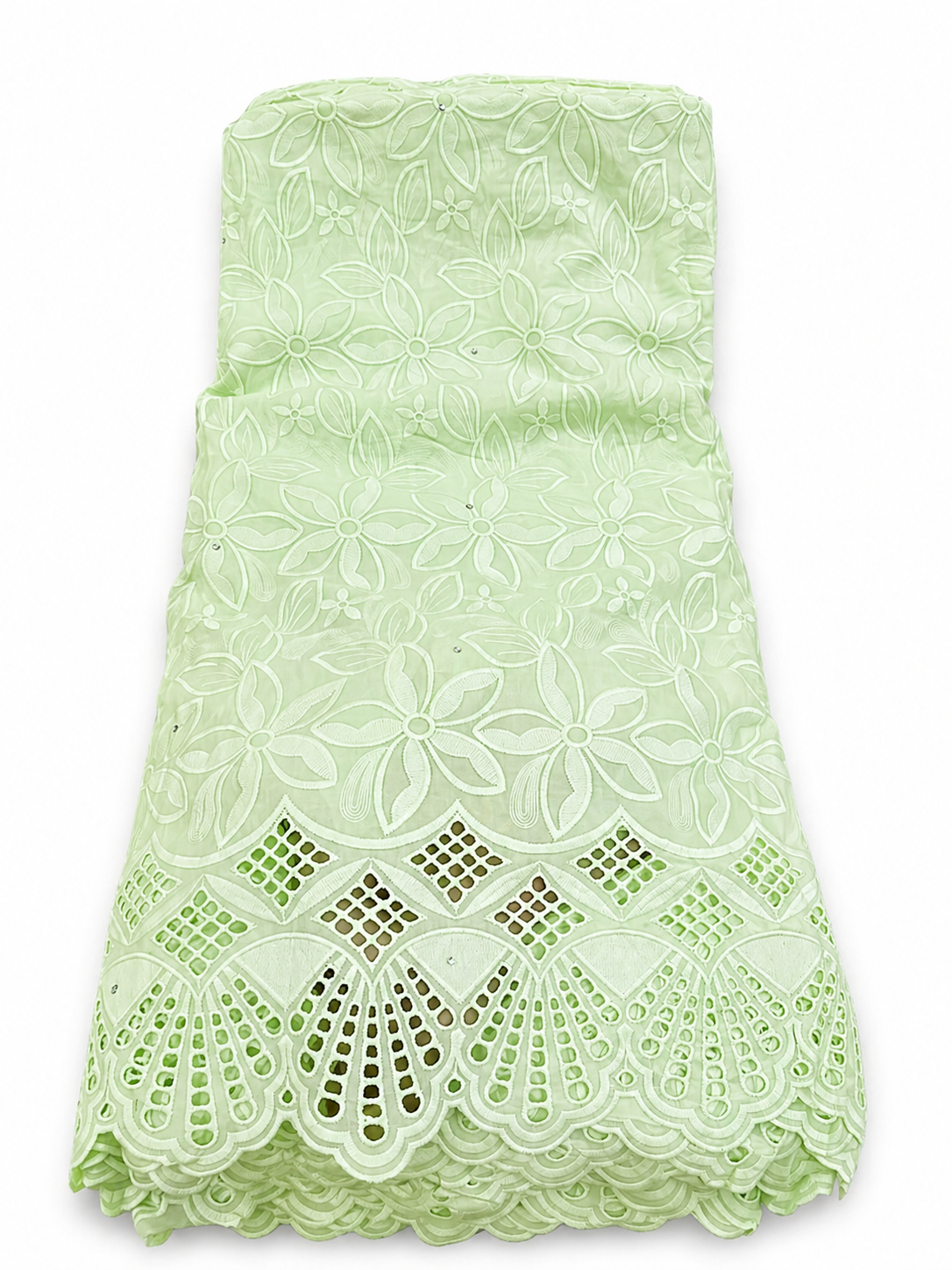 Tissu en dentelle verte pastel