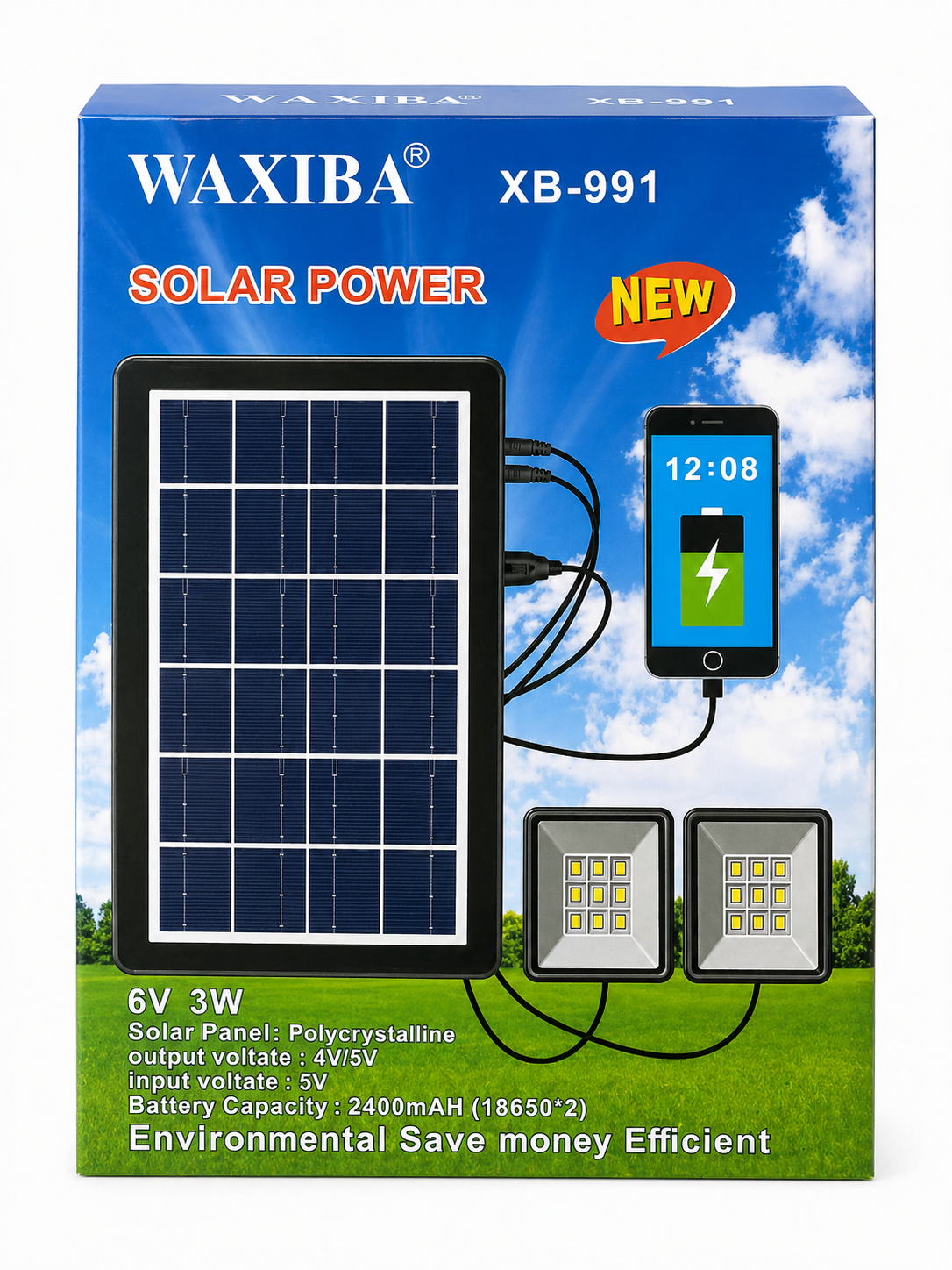 Boîte de produit solaire avec panneau