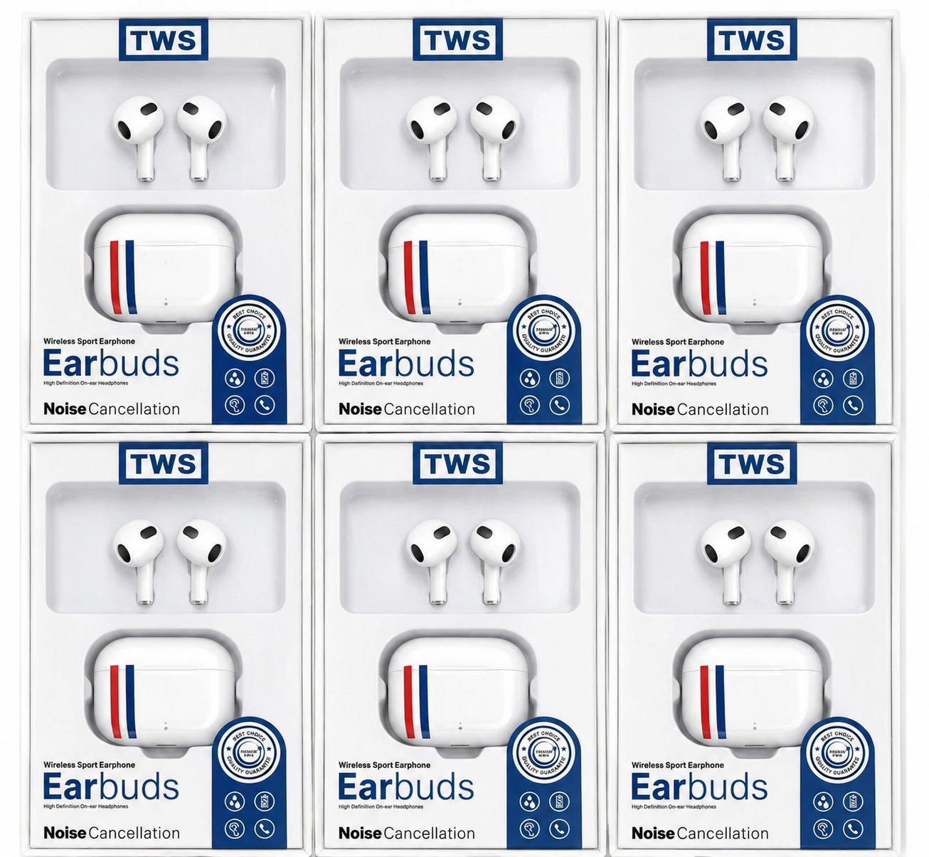 Affichage soigné de boîtes d'écouteurs TWS