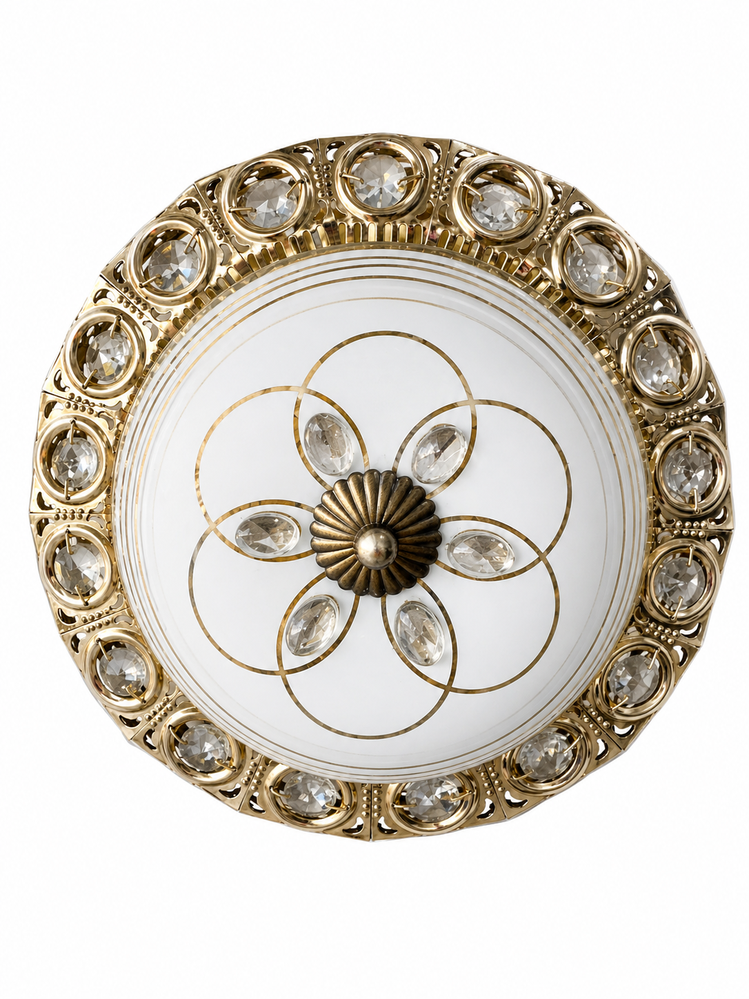 Lustre rond en or et verre