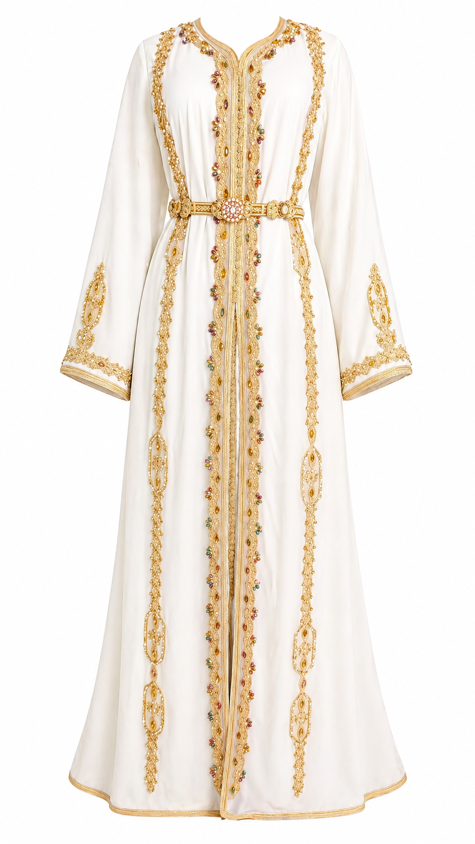 Robe traditionnelle ornée en or et perles