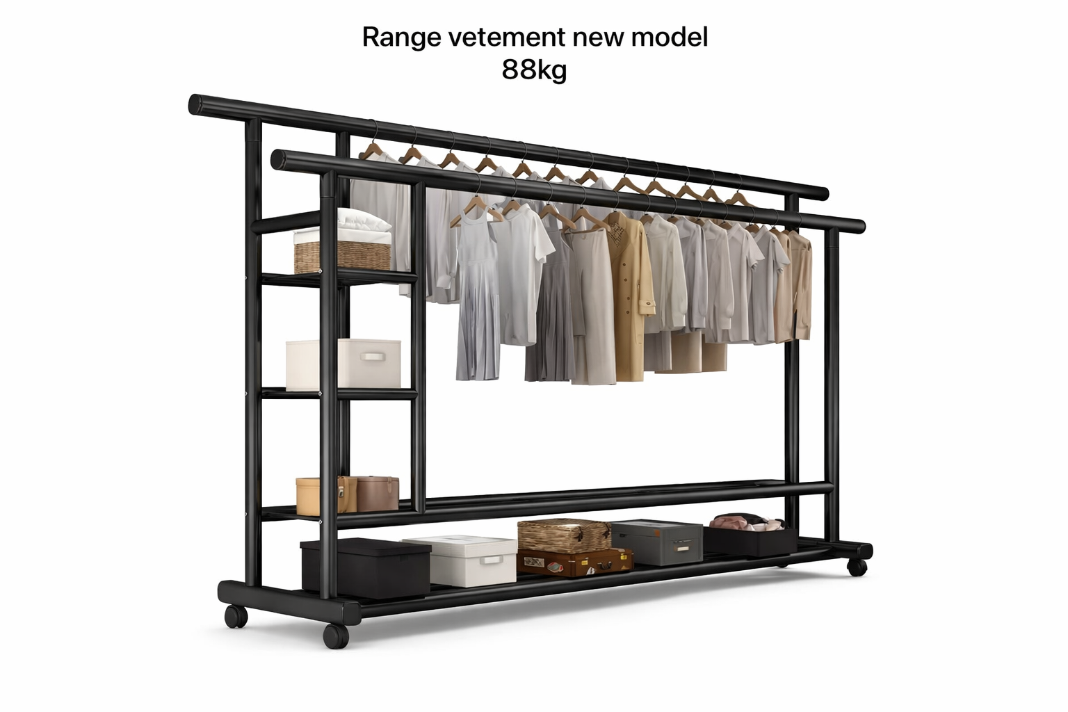 Range vêtement avec étagères intégrées
