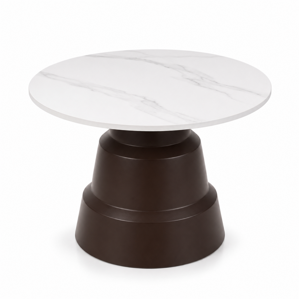 Table ronde en marbre et bois