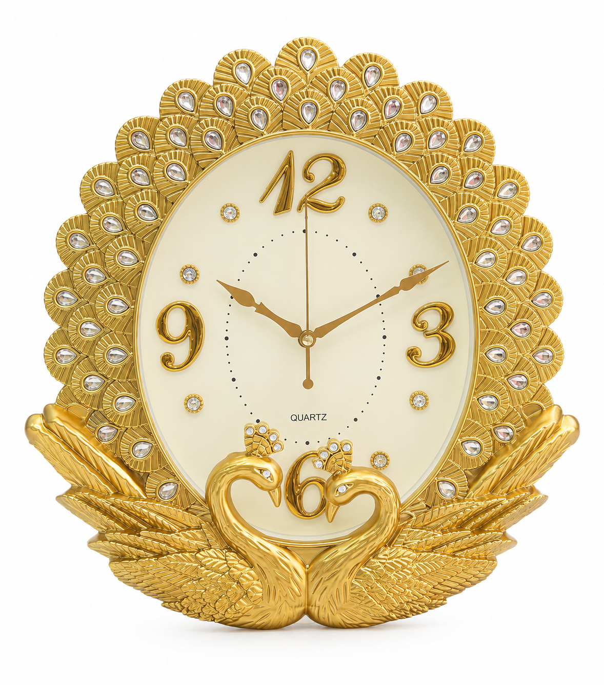 Horloge décorative en or et cristal