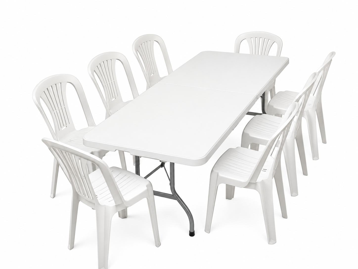 Table et chaises en plastique blanc