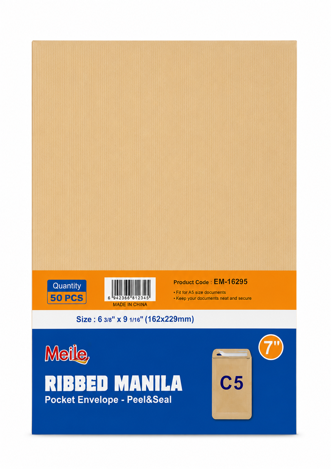 Emballage de pochetières Meile RIBBED MANILA