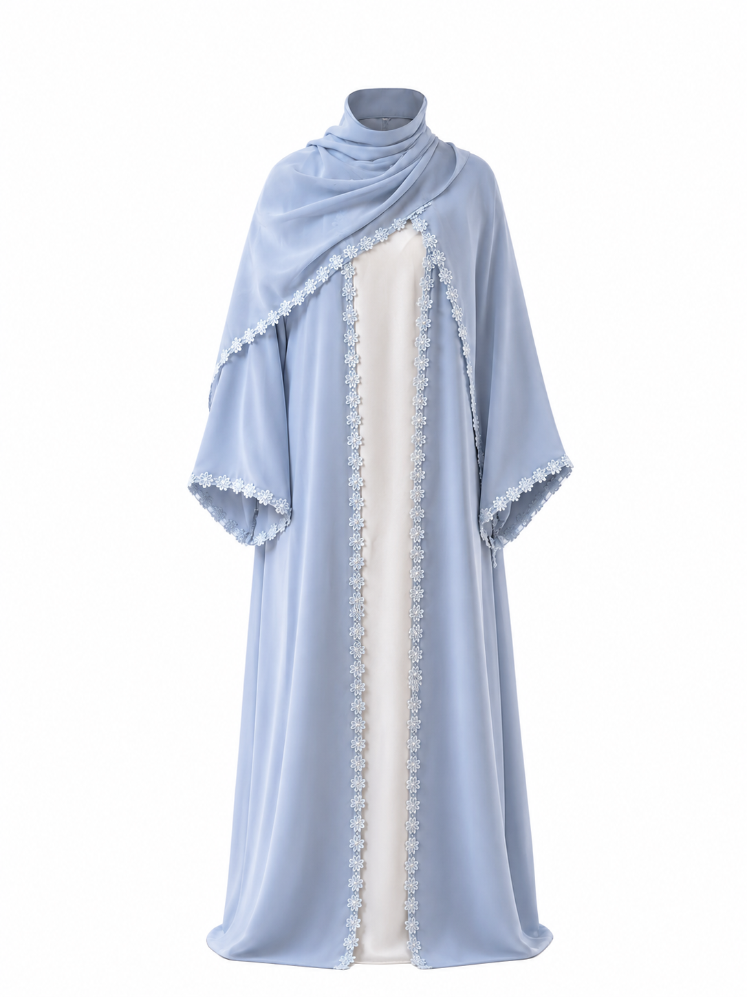Robe bleue douce avec hijab élégant