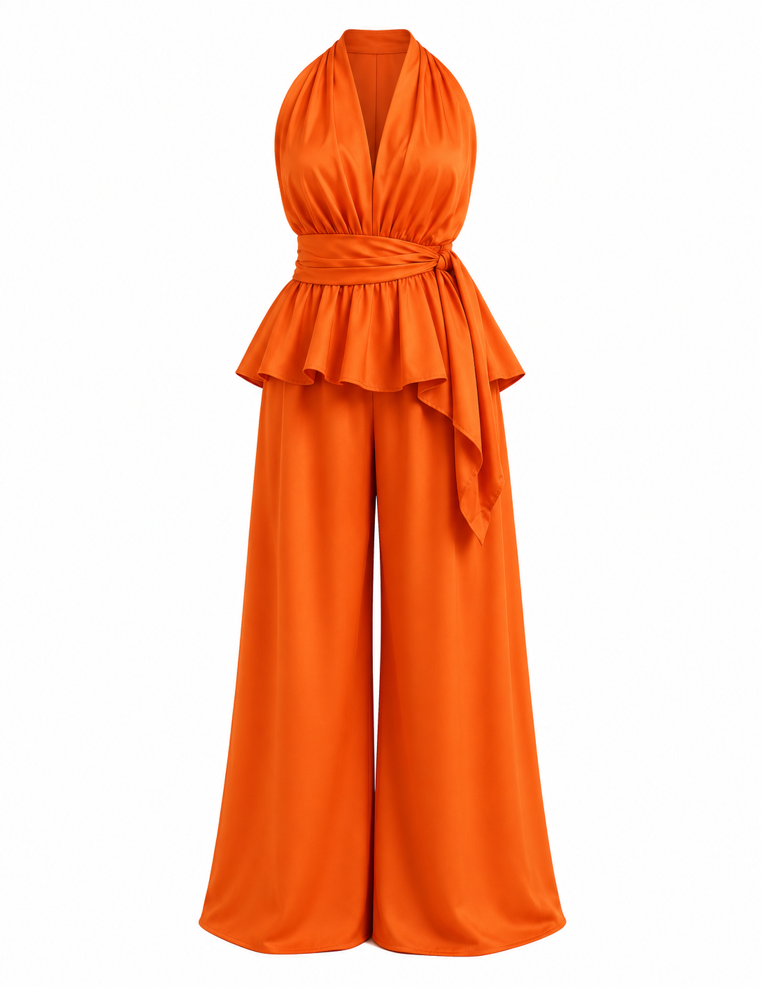 Ensemble orange satiné et fluide