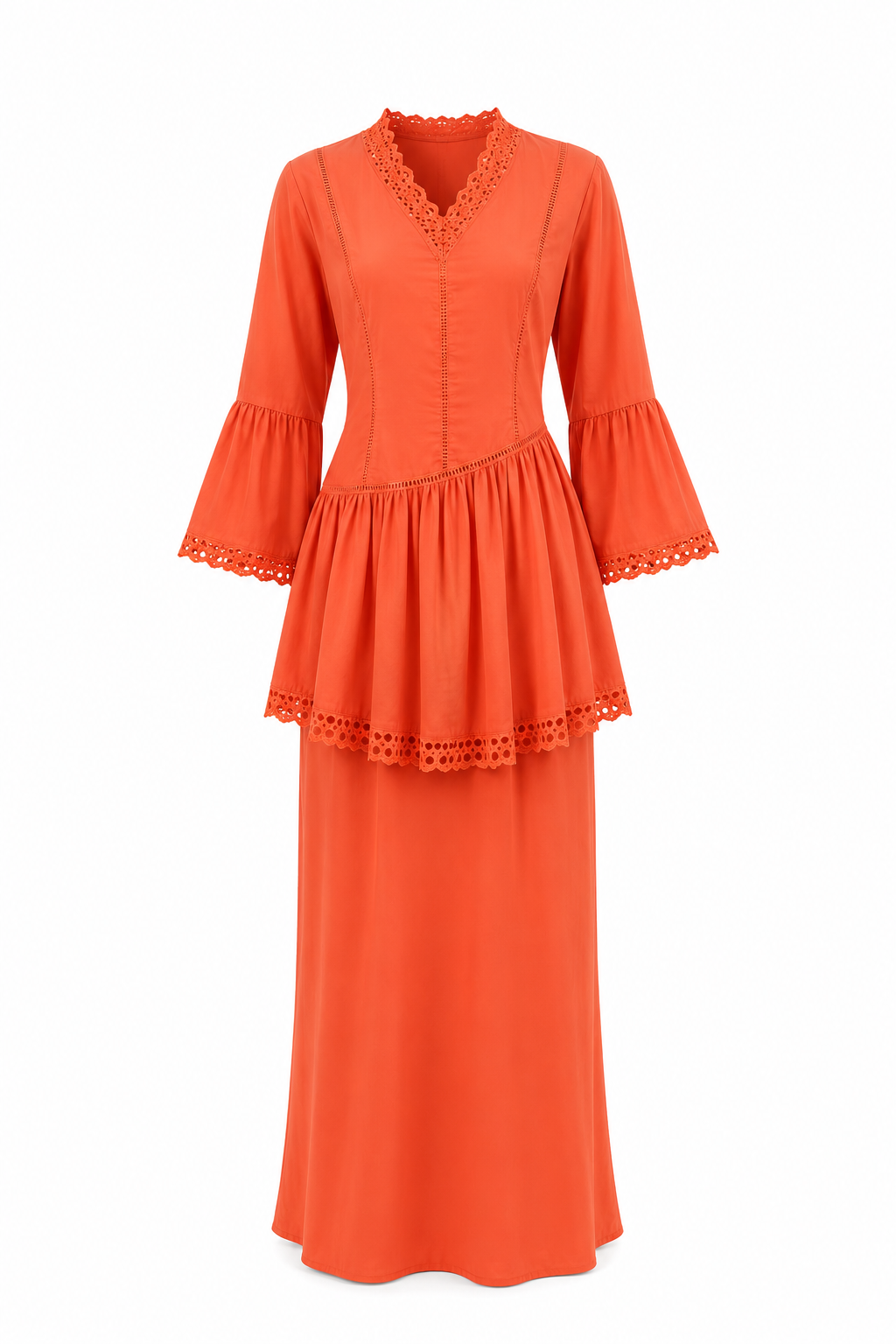 Robe orange-corail élégante