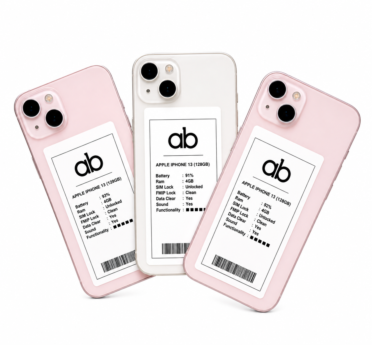 Trois iPhones Apple 13 pastel