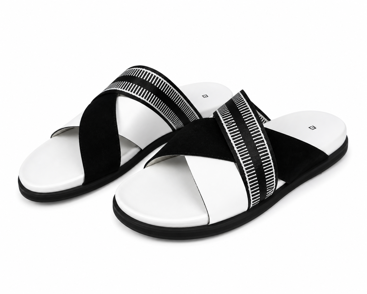 Sandales en Tissu noir et Blanc