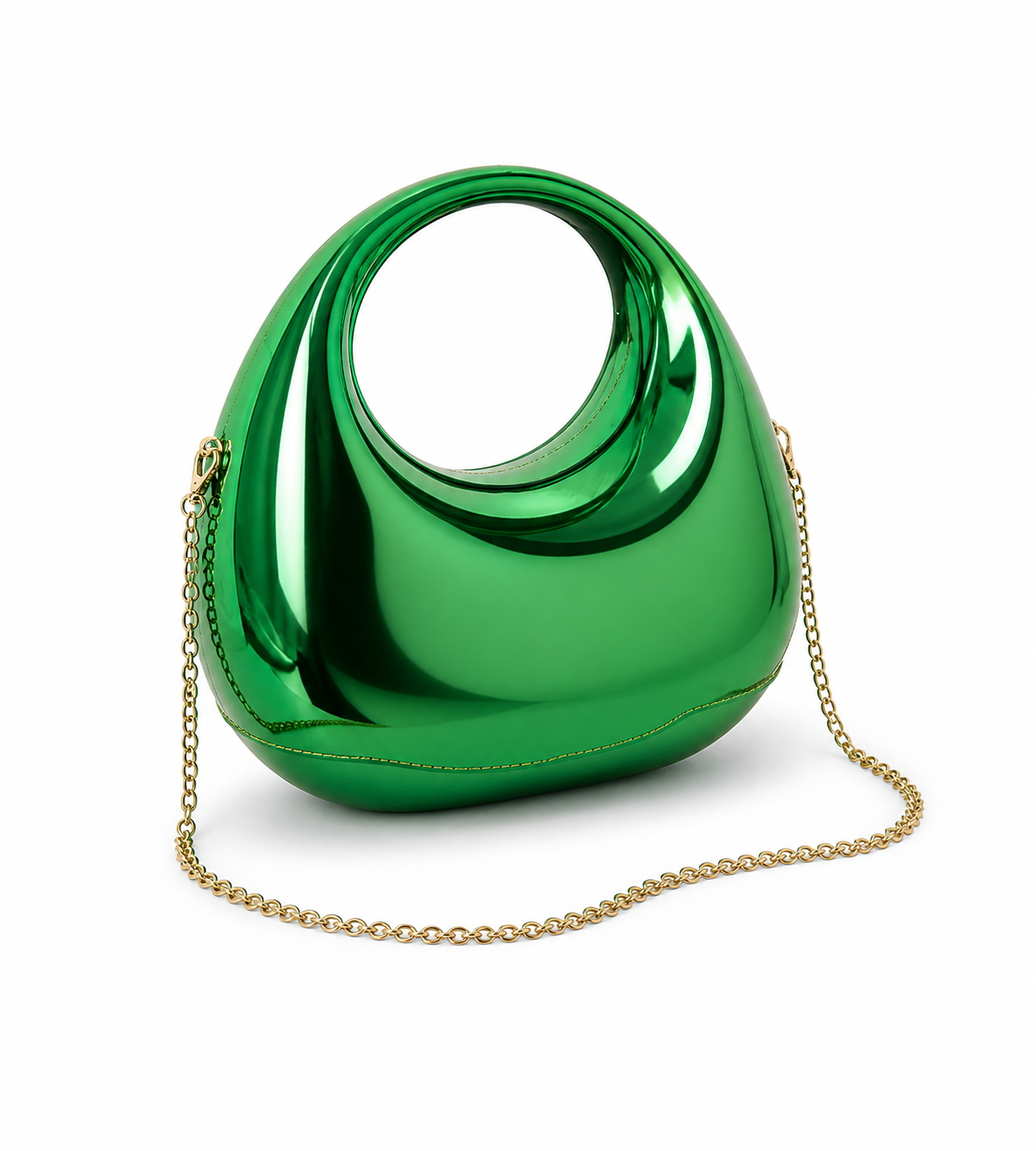 Sac à main vert métallisé élégant