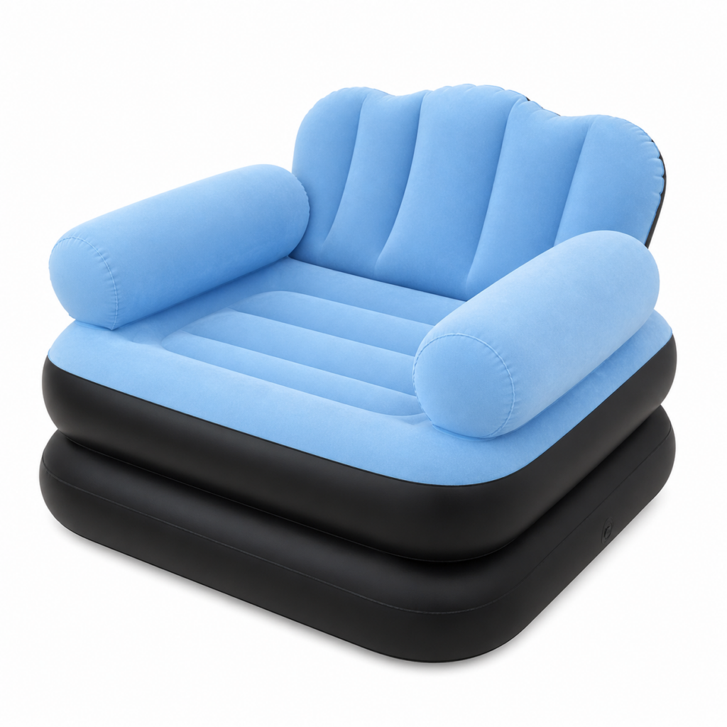 Fauteuil gonflable design bleu et noir