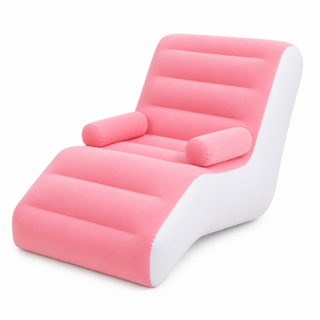 Chaise longue gonflable rose