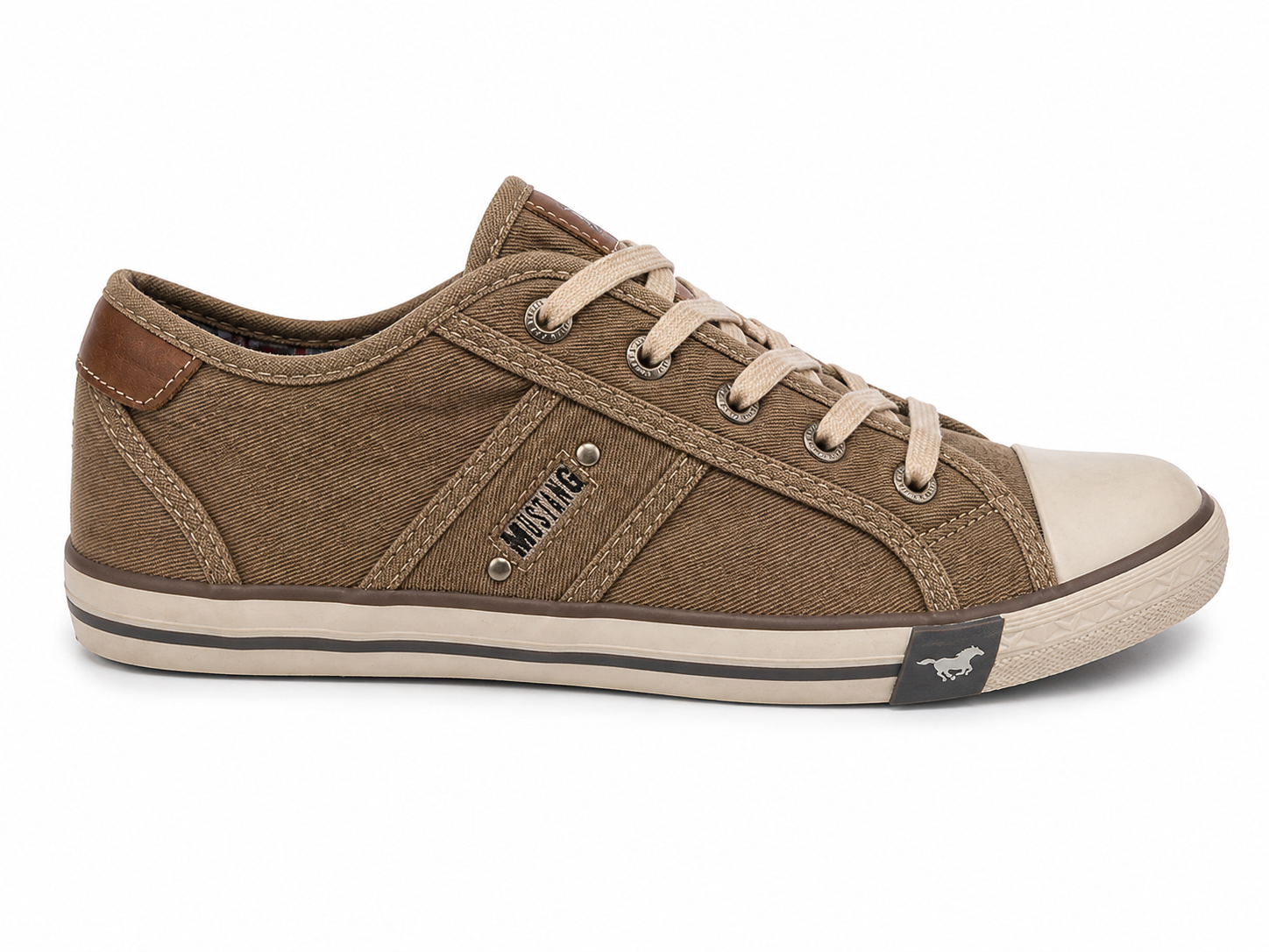 Sneaker Mustang en toile beige d'occasion