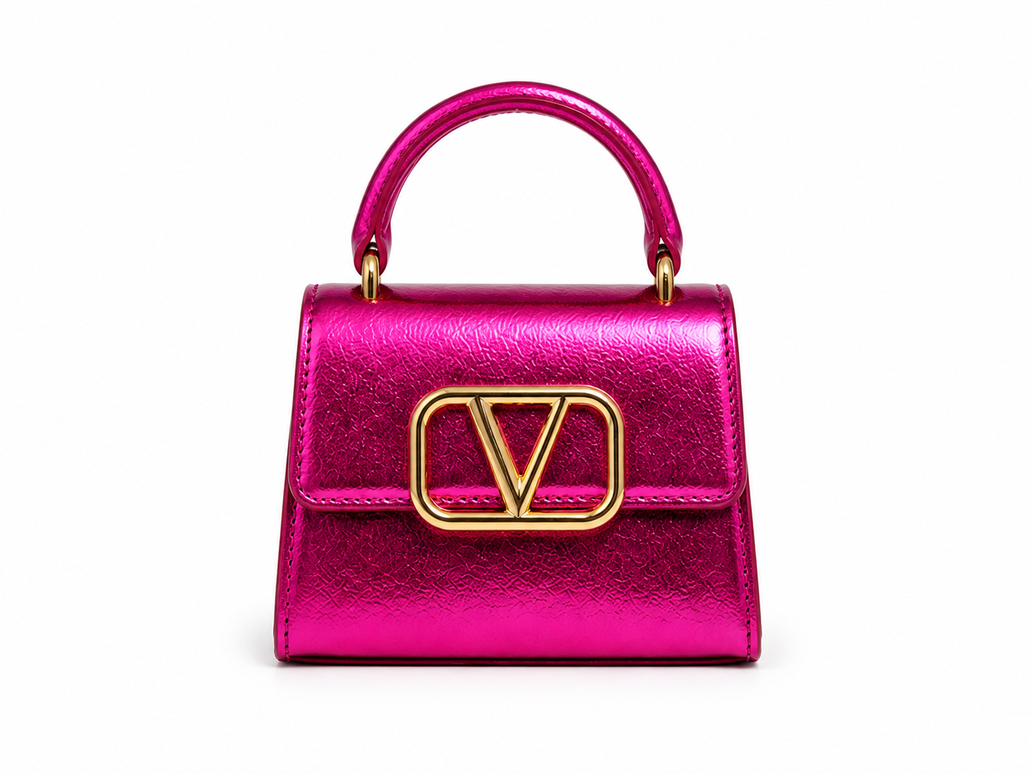 Sac à main métallisé fuchsia élégant