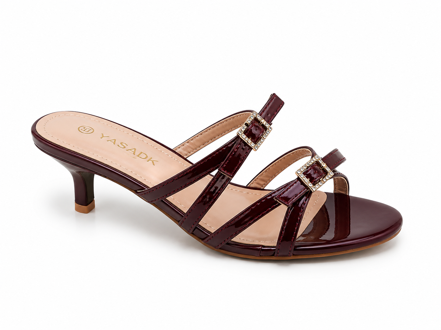 Sandale bordeaux avec talon kitten