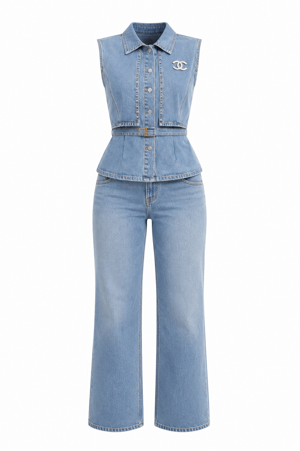 Tenue en denim bleu clair