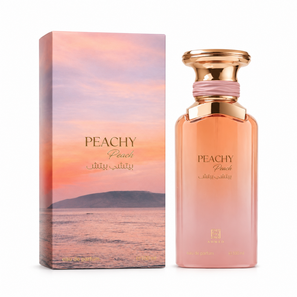 Parfum Peachy dans un cadre minimaliste