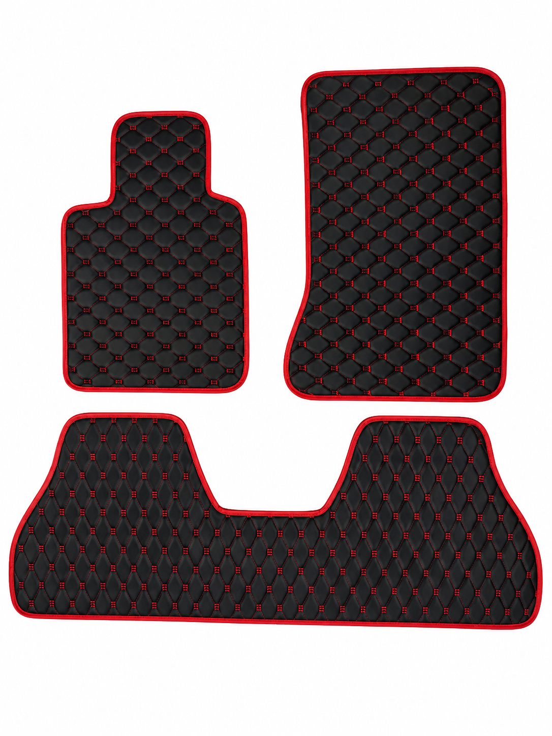 Tapis de voiture matelassés avec lisières rouges