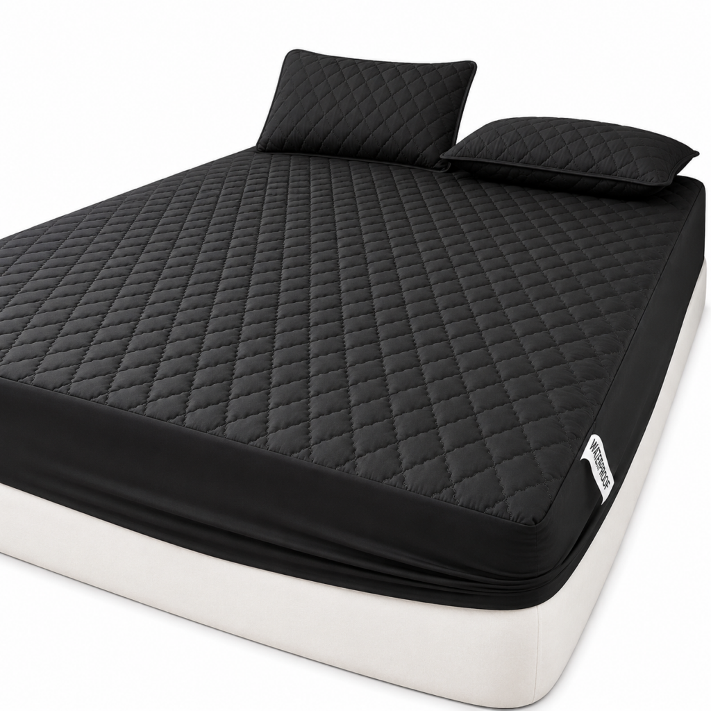 Housse de matelas matelassée noire