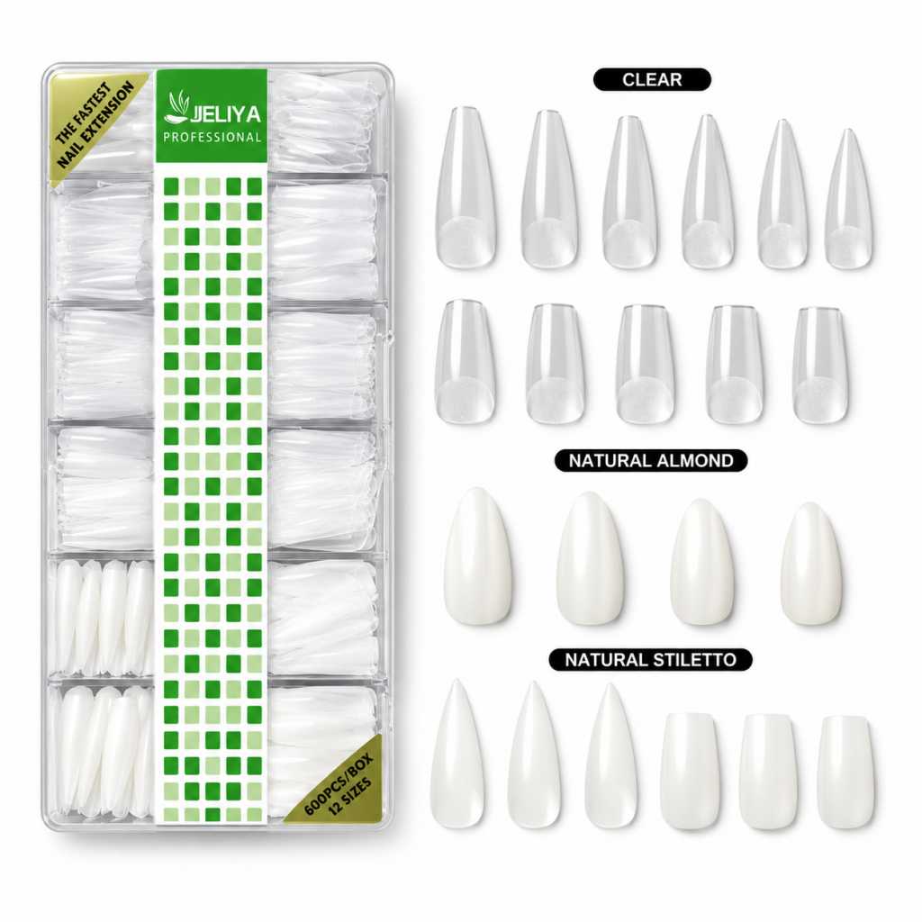 Capsules Faux Ongles Professionnelles JIELIYA – 500 Pièces Multi-Formes