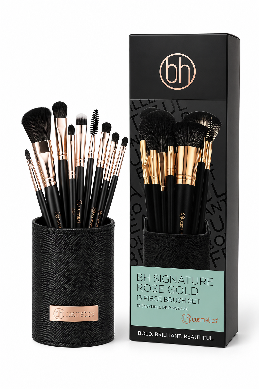 Coffret BH Cosmetics Signature Rose Gold – Set de 13 Pinceaux Professionnel
