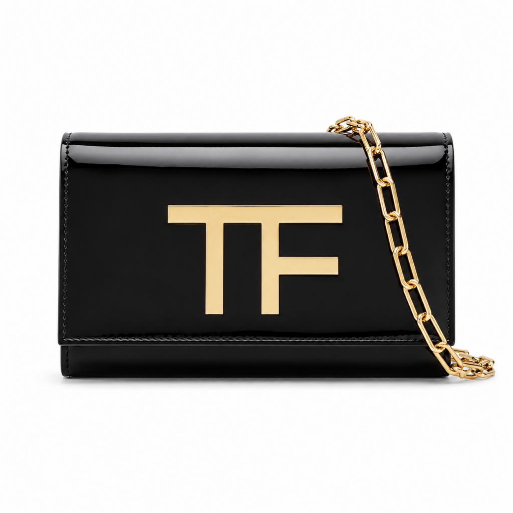 Sac à main en cuir noir brillant