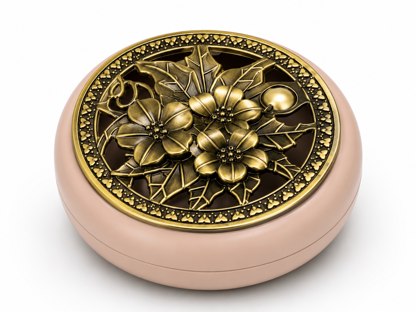 Boîte à Encens Premium Al-Oud Amal Al Musk – Design Floral Doré