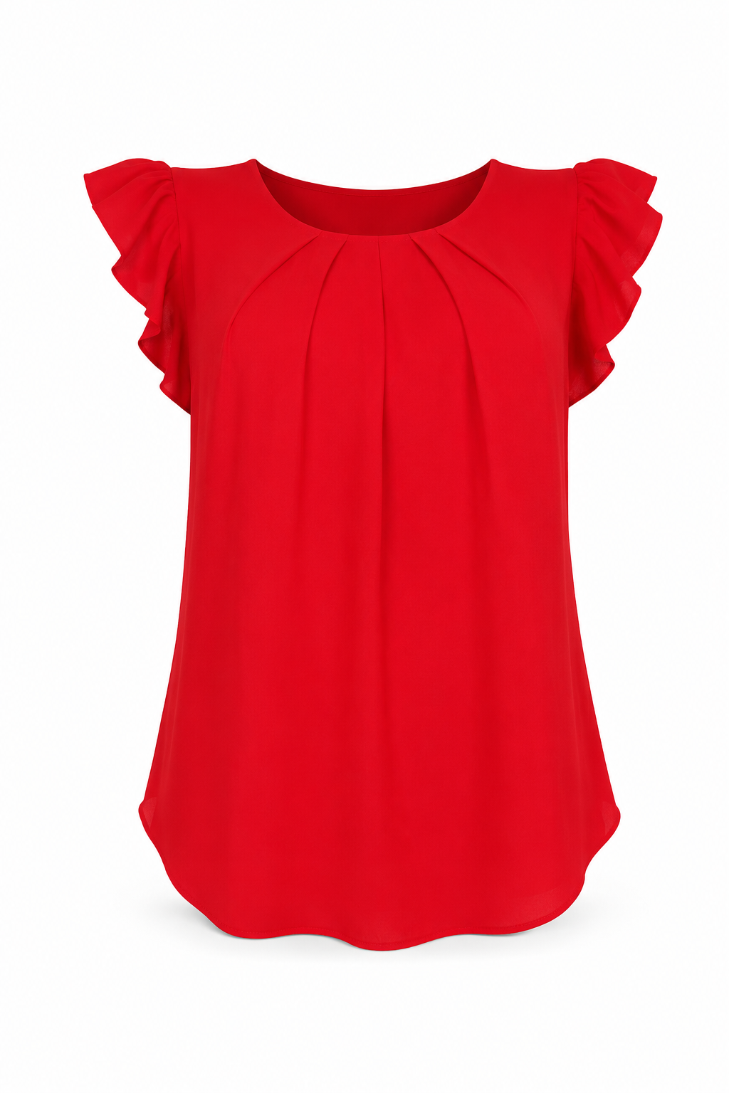 Haut rouge en manches florettes