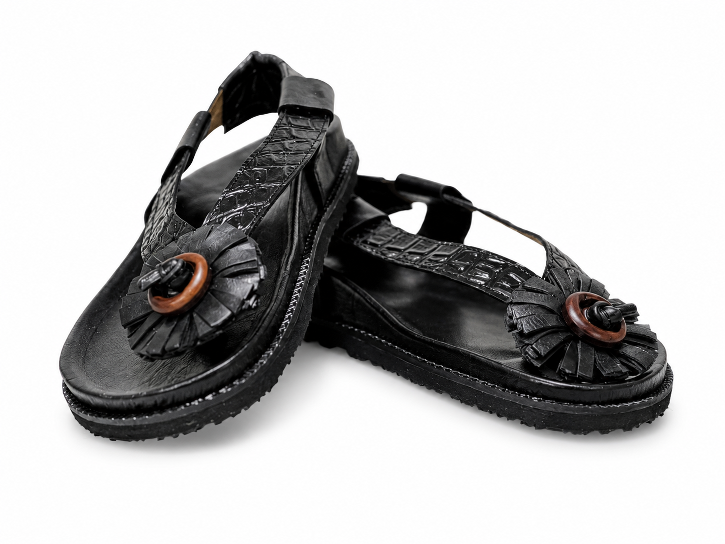 Sandales en cuir noir