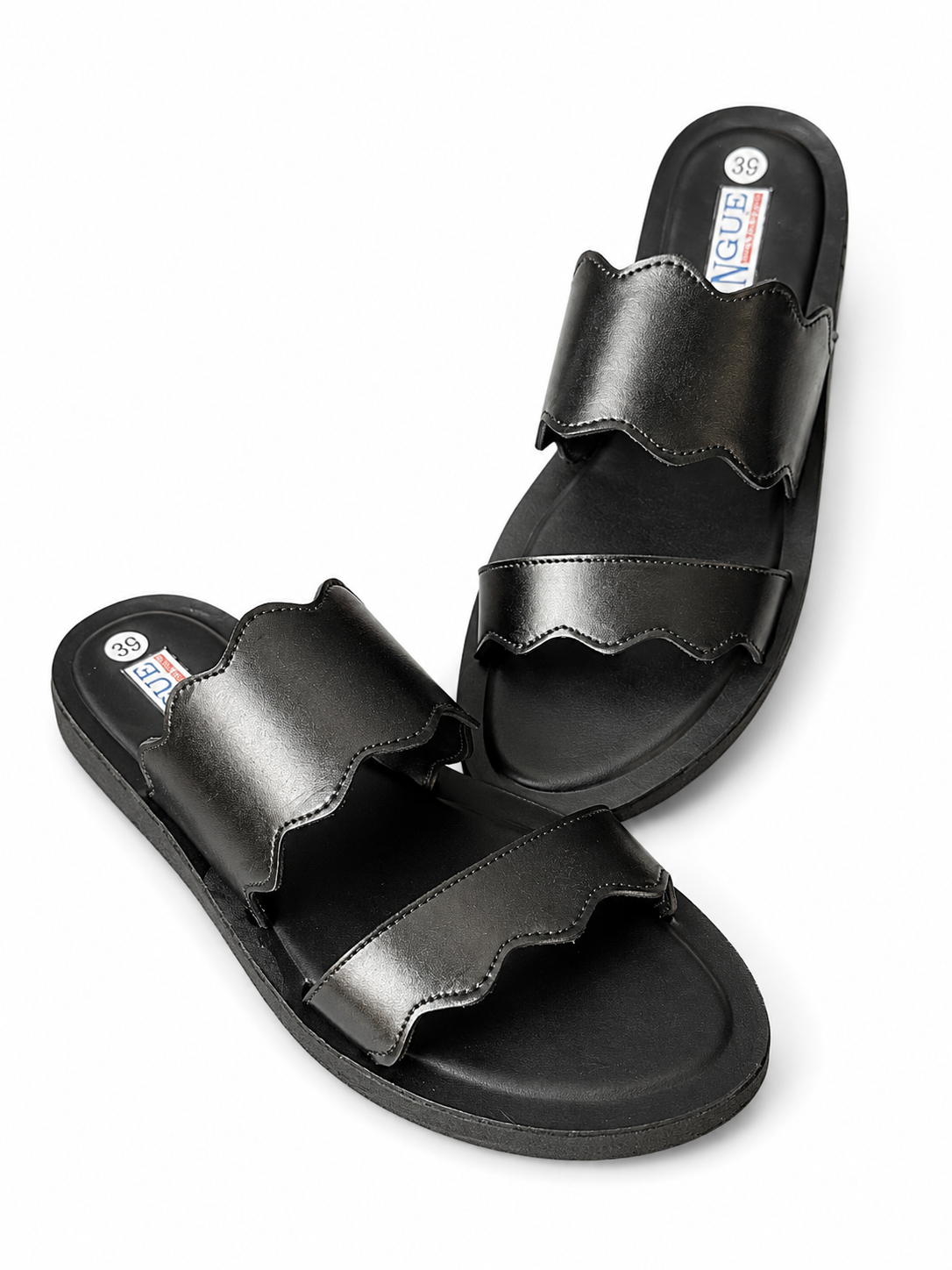 Sandales en cuir noir