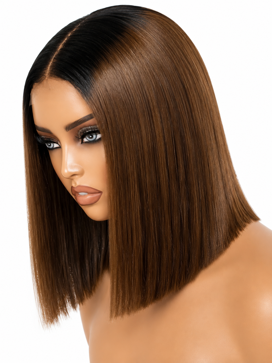 Carré lisse brun caramel