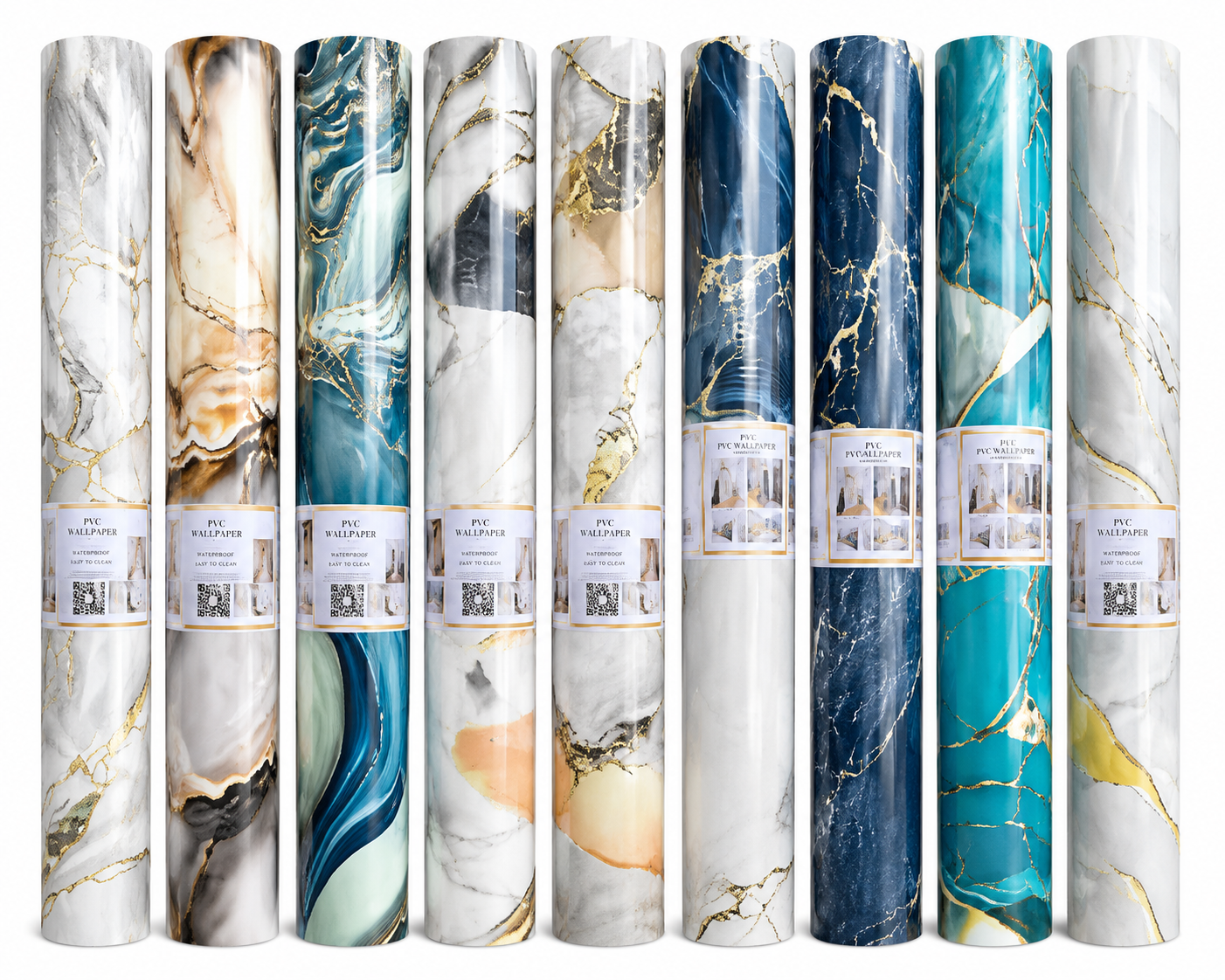 Rouleaux de papier peint marbré