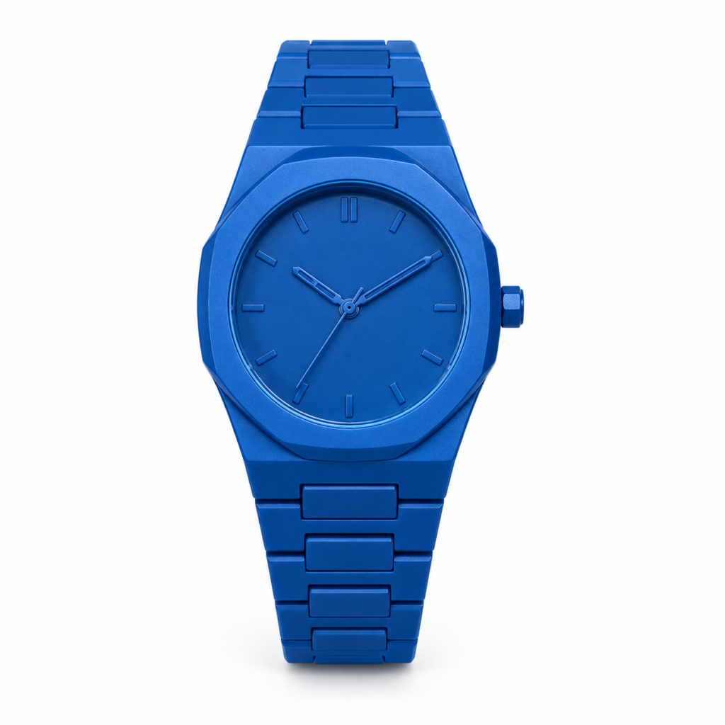 Montre bleue monochrome