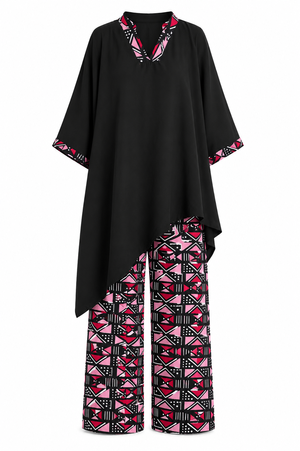 Tenue noire et rose