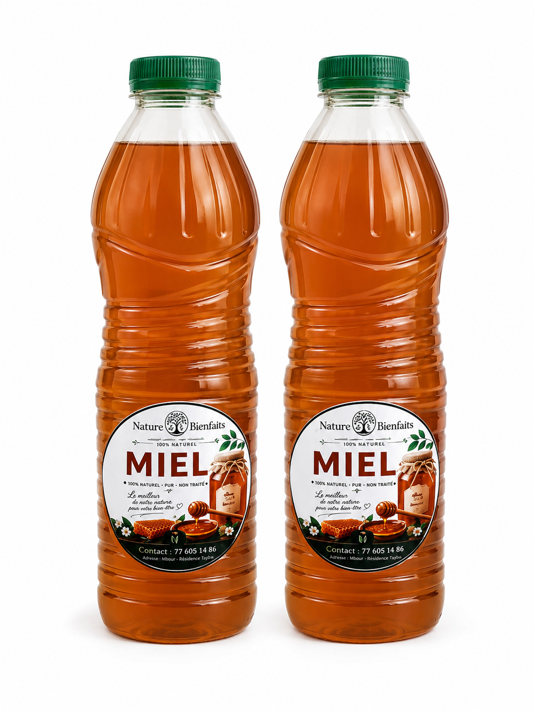 Bouteilles de miel naturel